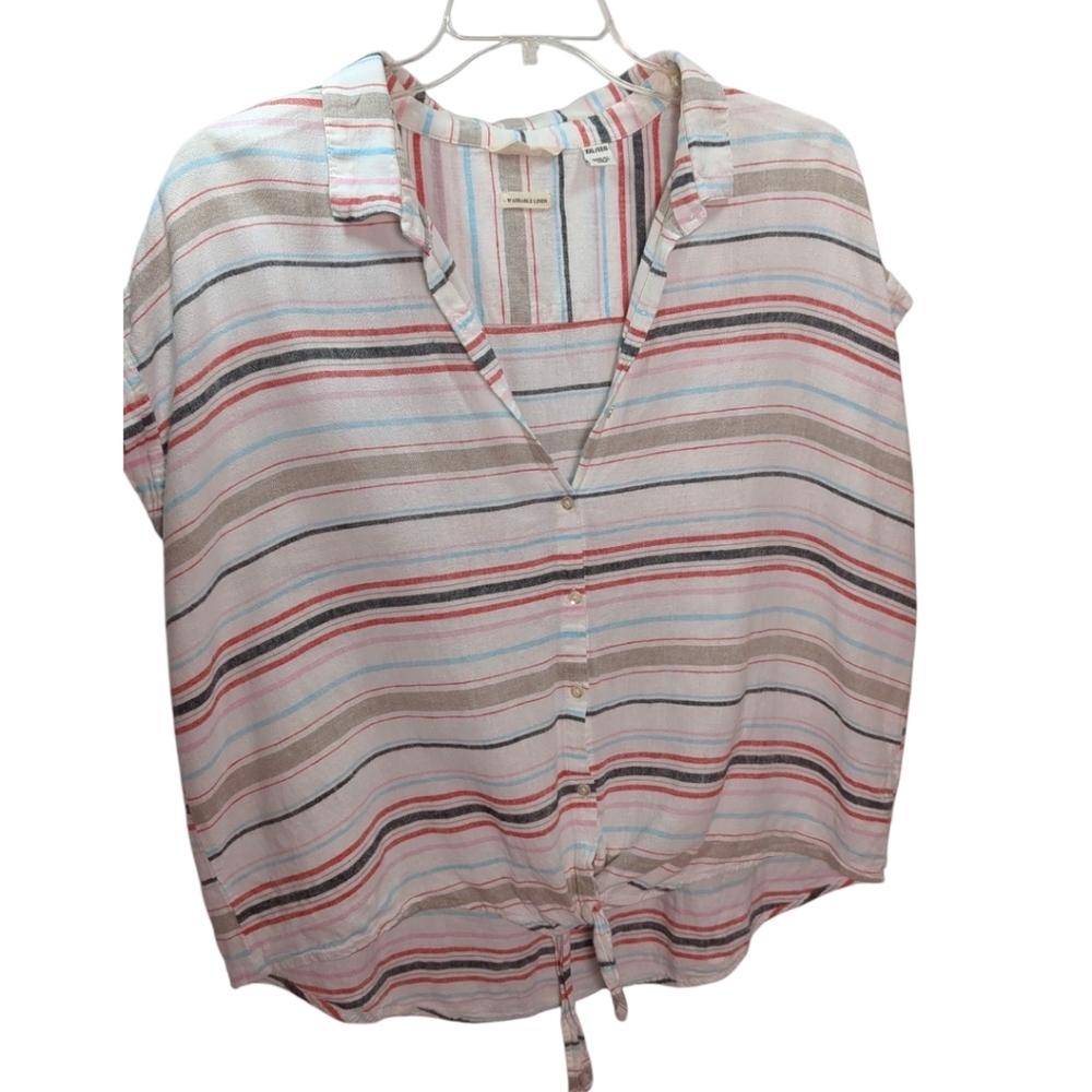 Weatherproof Vintage Washable Linen Tie Front Top/ Shirt Rio Red SZ XXL 18-20 - Picture 5 of 7